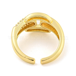 Brass Micro Pave Cubic Zirconia Open Cuff Ring&nbsp;AJEW-U003-06G