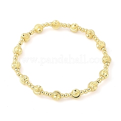 Brass Round Beaded Stretch Bracelets for Women Men&nbsp;BJEW-Z129-01G