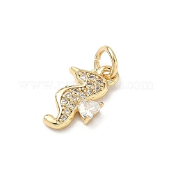 Brass Micro Pave Clear Cubic Zirconia Pendants&nbsp;KK-H255-12G-01