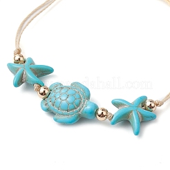 4Pcs 4 Styles Synthetic Turquoise Braided Starfish & Tortoise Beaded Bracelets for Women&nbsp;BJEW-JB10201