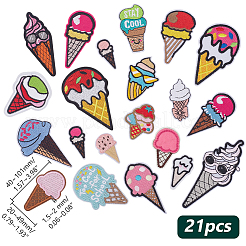 42Pcs 2 Sets Ice Cream Polyester Embroider Thread Iron on/Sew On Patches&nbsp;PATC-AR0001-23