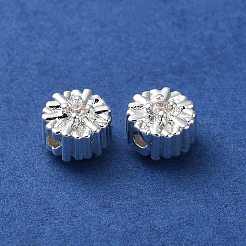 Brass Micro Pave Clear Cubic Zirconia Beads&nbsp;KK-P256-12S