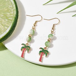 Real 18K Gold Plated Alloy Enamel Dangle Earrings&nbsp;EJEW-JE05667-02