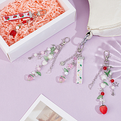4Pcs 4 Colors Strawberry Pendant Decorations&nbsp;HJEW-PH0001-98