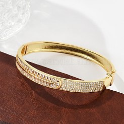 Brass Micro Pave Clear Cubic Zirconia Hinged Bangles for Women&nbsp;BJEW-K274-11G