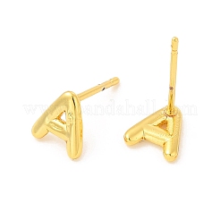 Brass Hollow Out Initial Letter Stud Earrings&nbsp;EJEW-A044-01G-A