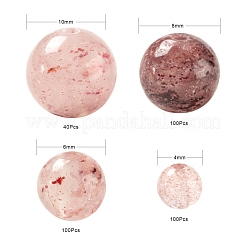 340Pcs 4 Style Natural Strawberry Quartz Round Beads&nbsp;G-LS0001-54