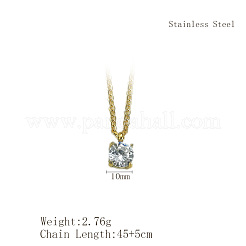 Fashionable 304 Stainless Steel Rhinestone Flat Round Pendant Necklaces for Women&nbsp;QF8885-1