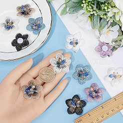 12Pcs 6 Colors 3D Flower Glass Beaded Appliques&nbsp;PATC-GF0001-46