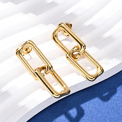 304 Stainless Steel Hollow Rectangle Dangle Stud Earrings&nbsp;EJEW-Z135-01G