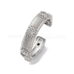 Brass Micro Pave Clear Cubic Zirconia Cuff Rings for Women&nbsp;RJEW-Q009-11P