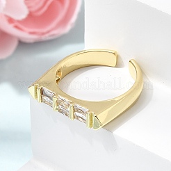 Brass Micro Pave Cubic Zirconia Cuff Open Rings for Women&nbsp;RJEW-L343-02G-06