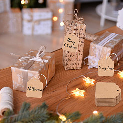 500Pcs Kraft Paper Blank Price Tags with Cord&nbsp;CDIS-WH0027-17