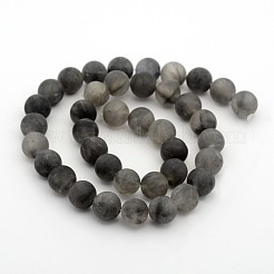 Frosted Natural Cloudy Quartz Round Bead Strands&nbsp;G-M272-12-10mm