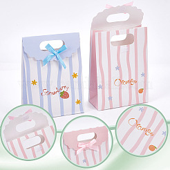 24Pcs 4 Colors Flower Print Paper Gift Tote Bags with Ribbon Bowknot Design&nbsp;ABAG-GO0001-03B