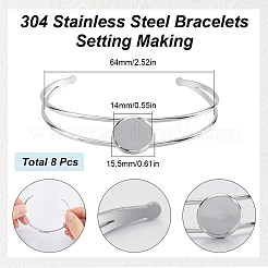 8Pcs 304 Stainless Steel Bracelets Setting Making&nbsp;MAK-SC0001-28