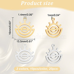 20Pcs 2 Colors 201 Stainless Steel Pendants&nbsp;STAS-DC0012-86