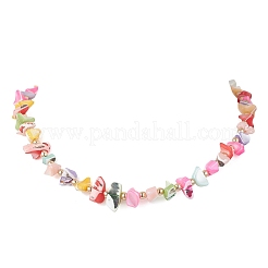 Dyed Nuggets Natural Trochid Shell & Round Electroplate Synthetic Non-magnetic Hematite Beaded Necklaces for Women&nbsp;NJEW-JN05801-03
