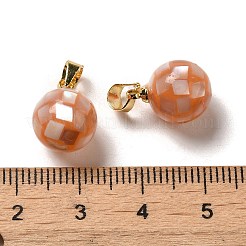 Natural Pink Shell Dyed Round Charms&nbsp;SSHEL-H071-01G-04