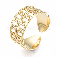 304 Stainless Steel Curb Chain Open Cuff Ring&nbsp;RJEW-T023-16G