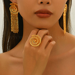 Vintage Alloy Hollowed Sea Shell Shaped Rings & Tassel Earrings Set for Women&nbsp;GH2970