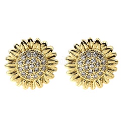 Brass Micro Pave Clear Cubic Zirconia Stud Earrings&nbsp;EJEW-G433-03G