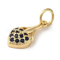 Brass Micro Pave Black Cubic Zirconia Pendants&nbsp;KK-R162-011G