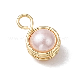 Shell Pearl Round Copper Wire Wrapped Pendants&nbsp;PALLOY-JF03258