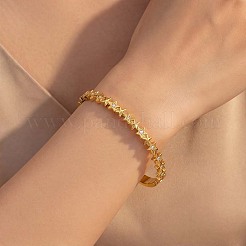 304 Stainless Steel Micro Pave Clear Cubic Zirconia Star Hinged Cuff Bangles for Women&nbsp;WG9322F-02