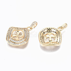 Brass Micro Pave Clear Cubic Zirconia Peg Bails Pendants&nbsp;KK-S356-123G-NF