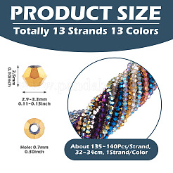 13 Strands 13 Colors Transparent Electroplate Glass Beads Strands&nbsp;EGLA-TADJ0001-14