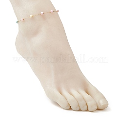 Dyed Disc Natural Shell & 304 Stainless Steel Link Chain Anklets&nbsp;AJEW-AN00728