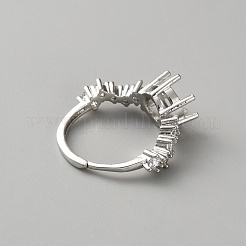 Adjustable Brass & Rhinestone Finger Rings Components&nbsp;KK-WH0044-211D