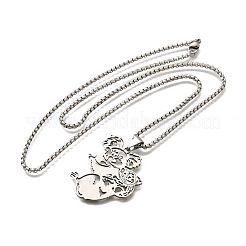 201 Stainless Steel Laser Cut Mother and Baby Koala Pendant Box Chain Necklaces for Women Men&nbsp;NJEW-E156-01P