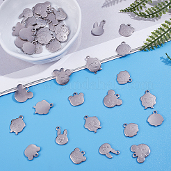 40Pcs 5 Style 201 Stainless Steel Charms&nbsp;STAS-DC0008-71