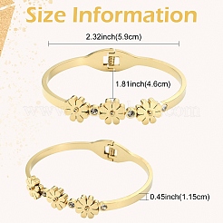 1Pc Adjustable Flower Vacuum Plating 304 Stainless Steel Bangles for Women&nbsp;BJEW-YW0001-16