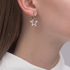 Simple Daily Wear Sterling Silver Star Hoop Earrings Fashionable and Versatile&nbsp;BO3781