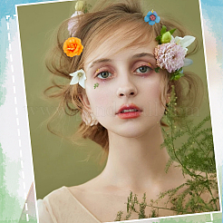 174Pcs 13 Styles Artificial Flower Head&nbsp;AJEW-SP0002-83