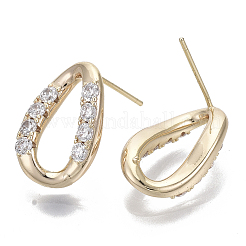 Brass Micro Pave Clear Cubic Zirconia Stud Earring&nbsp;KK-N232-09-NF
