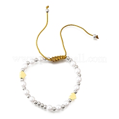 ABS Imitation Pearl Beads Braided Bead Bracelets for Women&nbsp;BJEW-D317-09B-PG