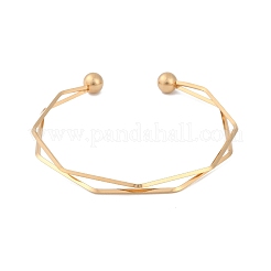 Ion Plating(IP) 304 Stainless Steel 2 Line Open Cuff Bangles for Women&nbsp;BJEW-S155-02G