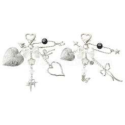 ABS Plastic Imitation Pearl & Acrylic & Alloy & 316 Stainless Steel Locket Pendant Decorations&nbsp;HJEW-YW00454-02