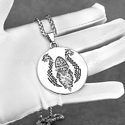 304 Stainless Steel Viking Longship Medal Pendant Necklaces for Unisex&nbsp;WGE5753-01