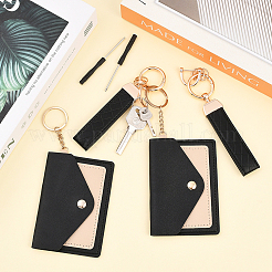 2Pcs Rectangle PVC Leather Card Bags with 2Pcs Fiber Alloy Keychains and Screwdrivers&nbsp;ABAG-SC0001-04