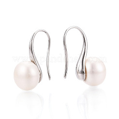 Brass Natural Pearl Dangle Earrings&nbsp;PEAR-N020-08C