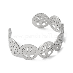Tree of Life 304 Stainless Steel Cuff Bangles for Women&nbsp;BJEW-B104-21P