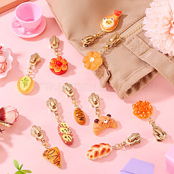 10Pcs 10 Styles Bread Resin Zipper Sliders&nbsp;HJEW-TAC0078