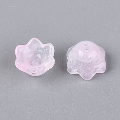 Transparent Two Tone Spray Painted Glass Bead Caps&nbsp;A-GLAA-Q089-002B-008