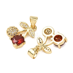 Brass Micro Pave Cubic Zirconia Charms&nbsp;KK-K408-53G-02