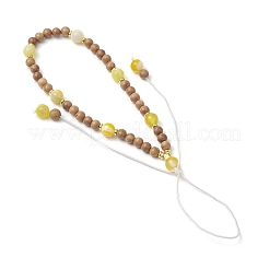 3Pcs 3 Colors Dyed Natural Banded Agate & Wood Round Beaded Phone Hand Strap Chains&nbsp;HJEW-JM03365